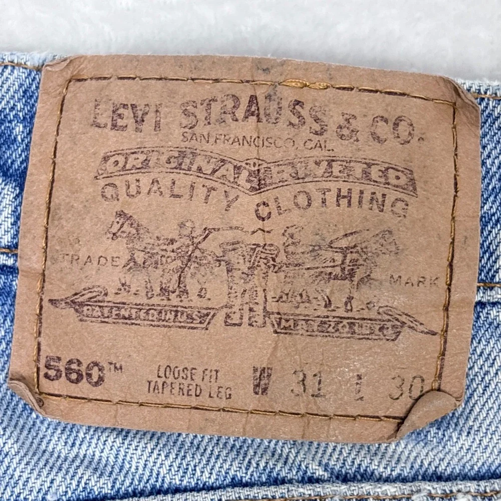 VTG Levi's 560 Jeans 31x30 Measures 29x28 Light Wash Loose Taper Orange Tab 1996